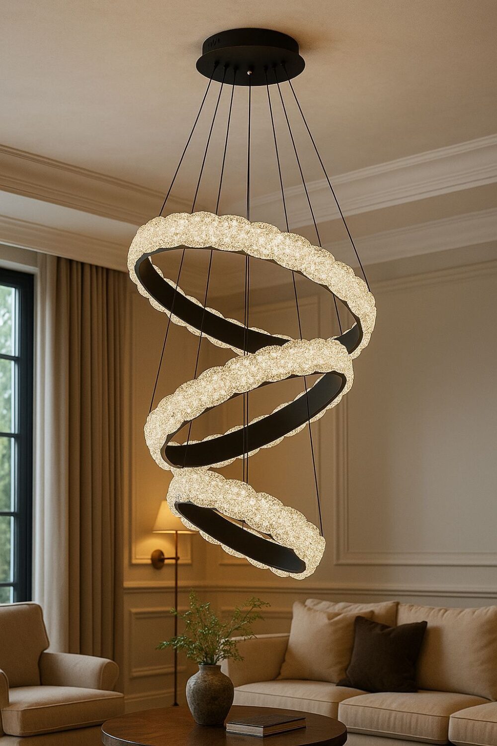 ثريا حلقات كرستال مودرن بثلاثة إضاءات