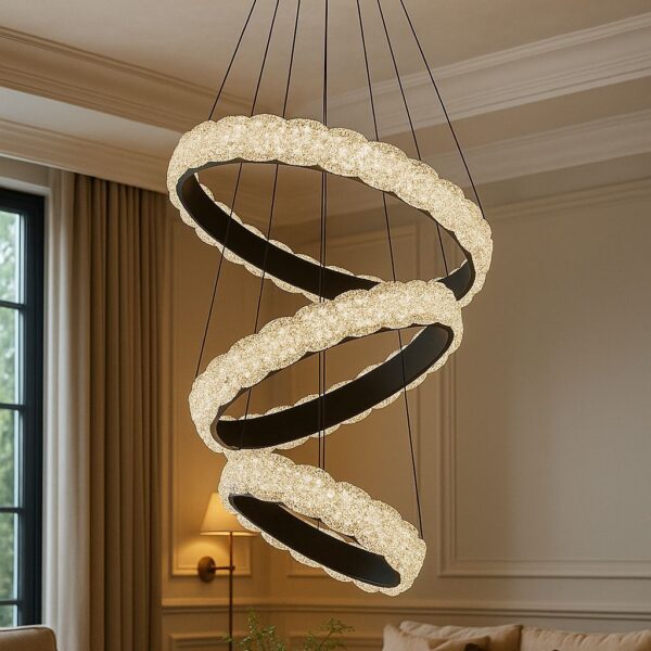 ثريا حلقات كرستال مودرن بثلاثة إضاءات